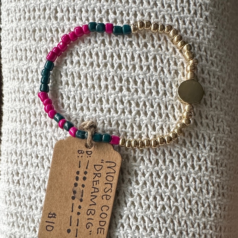 Gold and Pink Beaded Bracelet